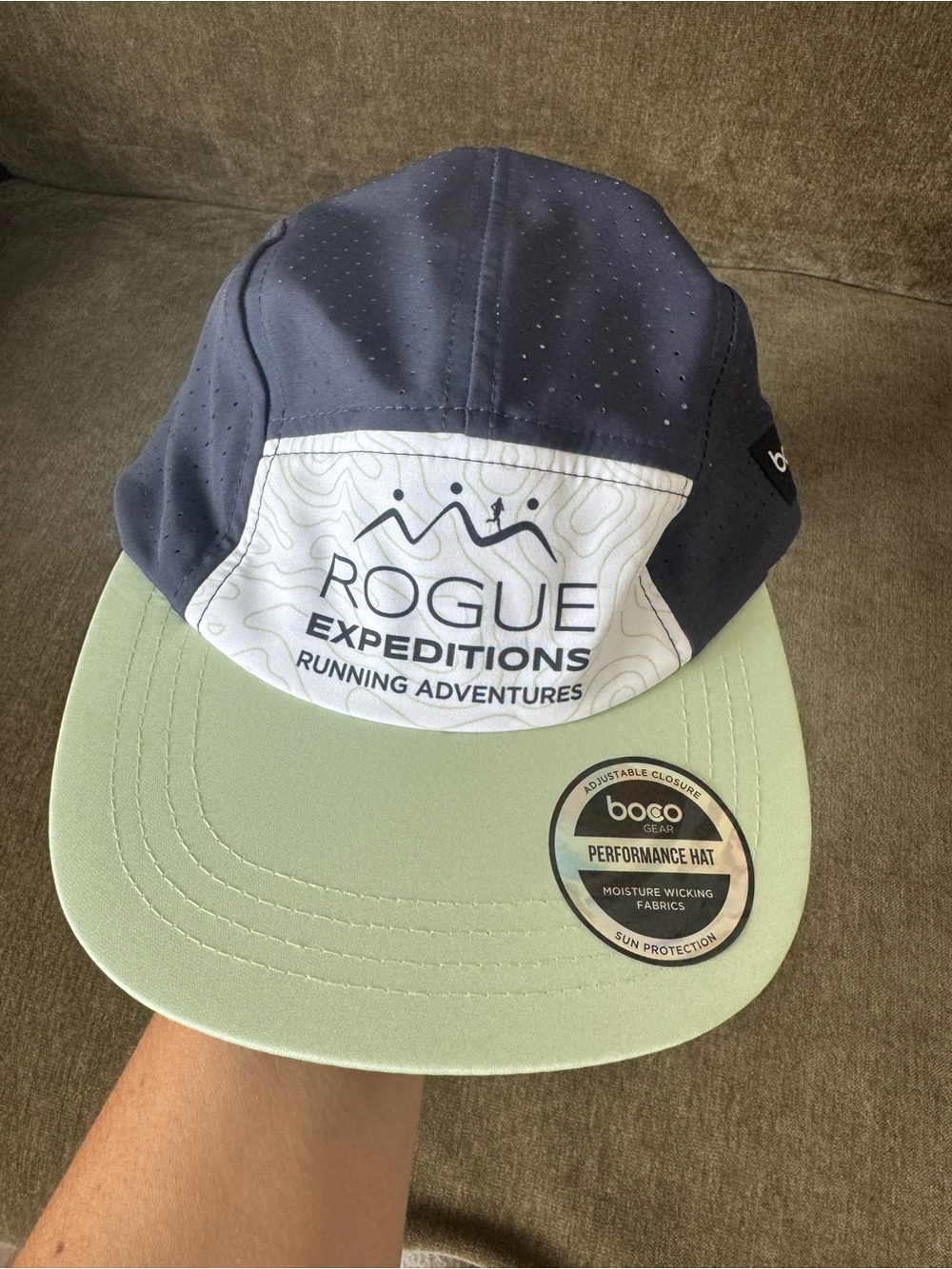 boco Performance Hat - Navy and Light Green - Rogue Expeditions
